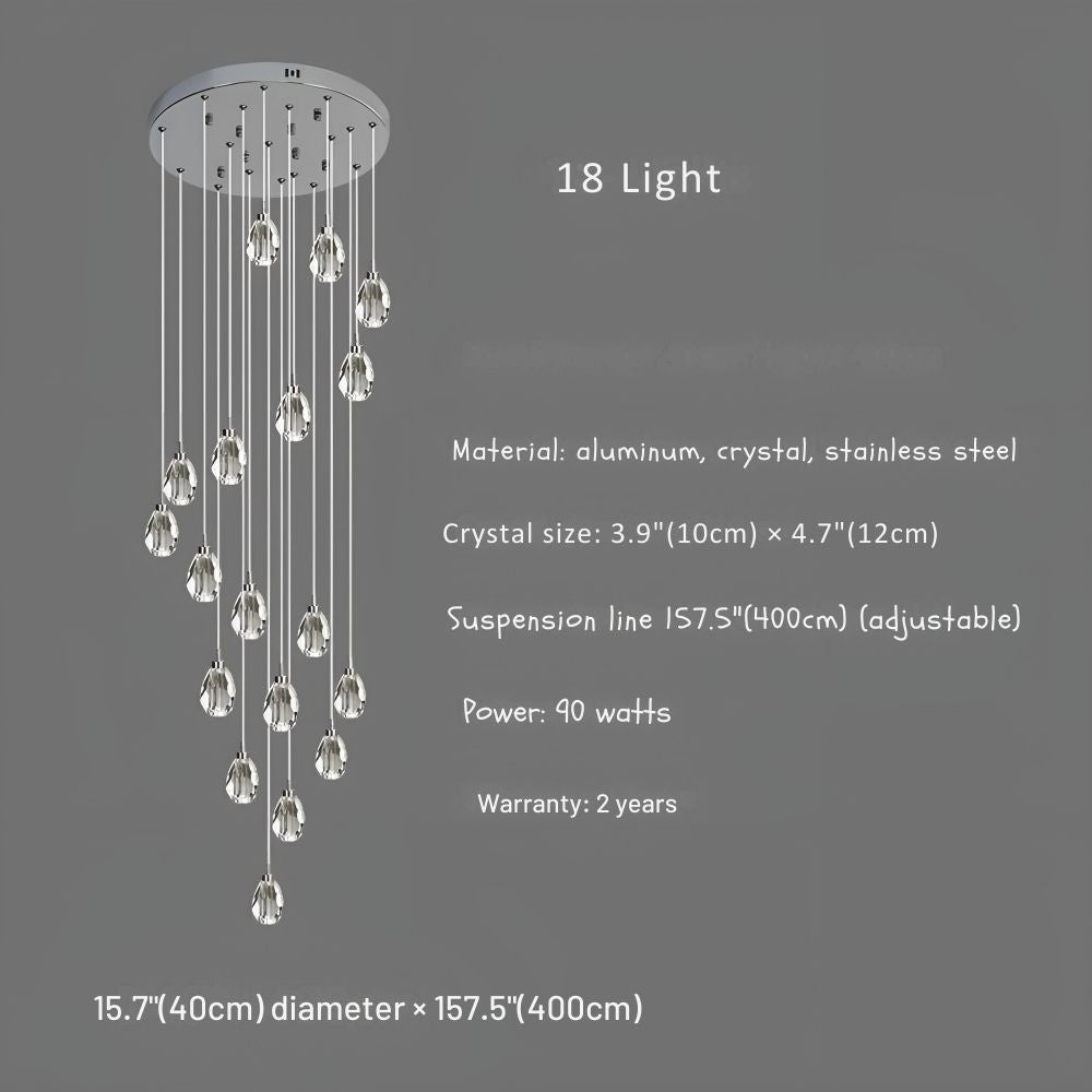 Sensa Crystal Stairwell Lighting for high ceiling staircase and foyer lighting