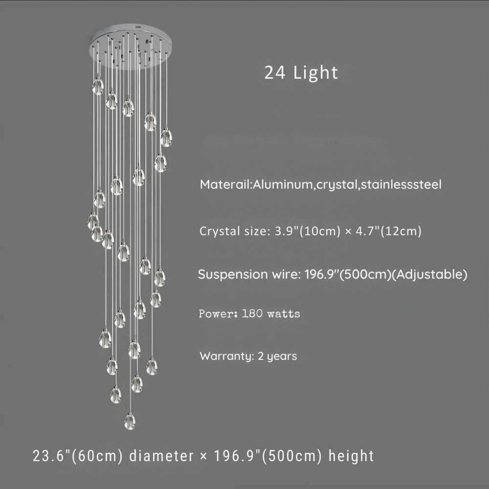 Sensa Crystal Stairwell Lighting for high ceiling staircase and foyer lighting