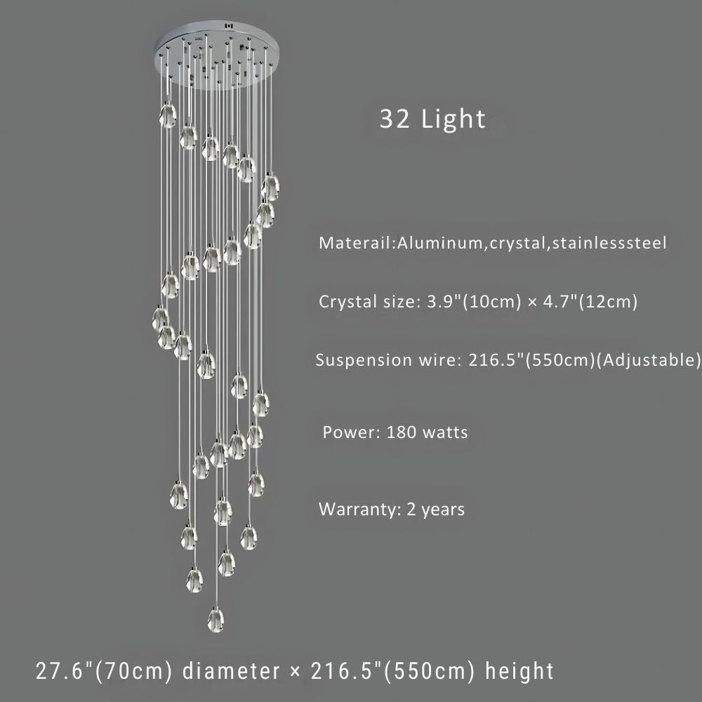 Sensa Crystal Stairwell Lighting for high ceiling staircase and foyer lighting