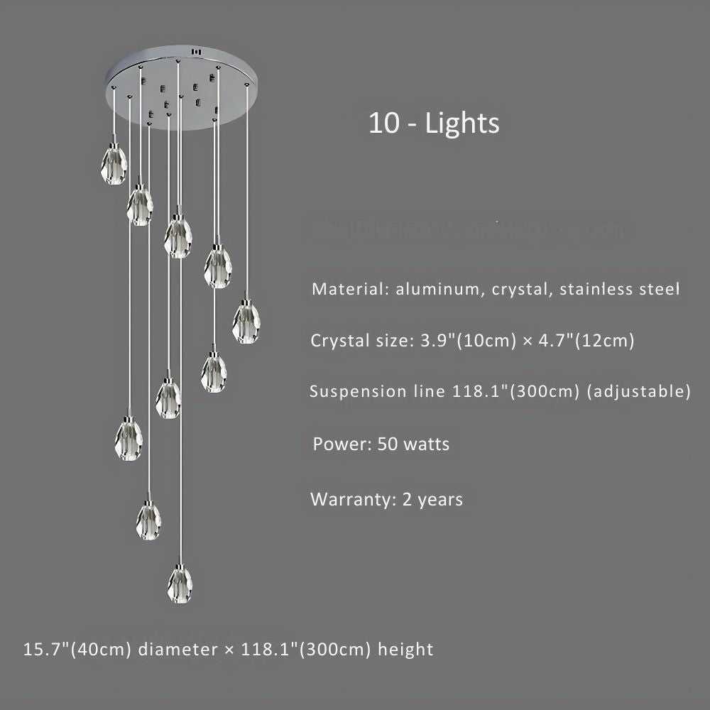Sensa Crystal Stairwell Lighting for high ceiling staircase and foyer lighting