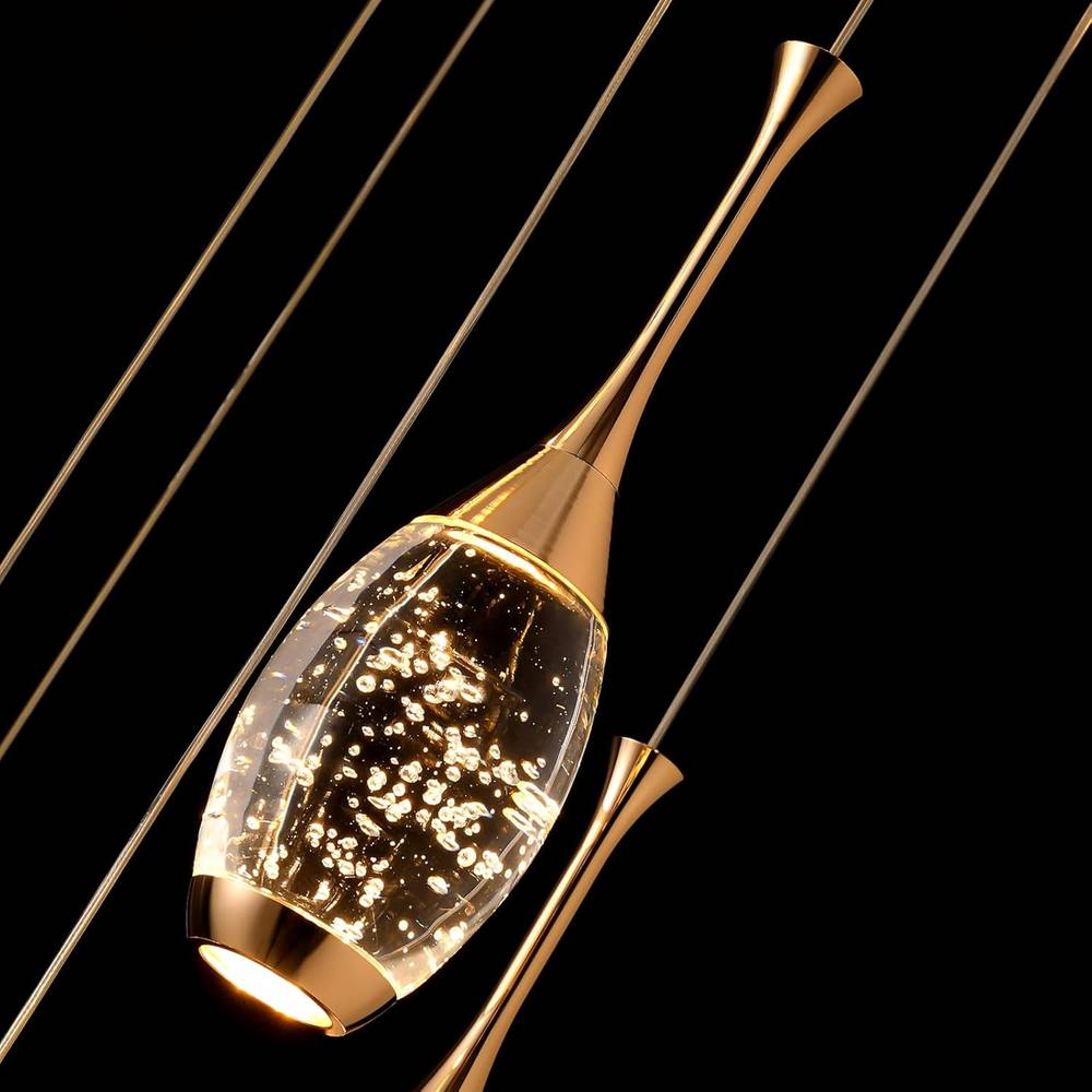 Setya Long Drop Crystal Chandelier for high ceiling staircase and foyer lighting