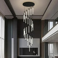 Atia Modern Long Chandelier For Staircase Black/Gold/Silver for high ceiling staircase and foyer lighting