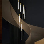 Atia Modern Long Chandelier For Staircase Black/Gold/Silver for high ceiling staircase and foyer lighting