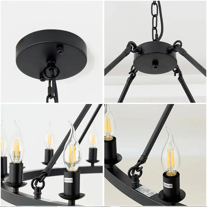 16-Light Round Wagon Wheel Chandelier Black/Gold/Silver - Bling Lighting Studio