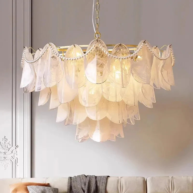 Sina 4 Tier Glass Pendant Chandelier - Bling Lighting Studio