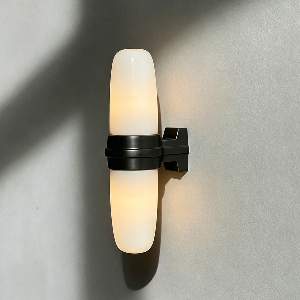 Slim Alabaster Vertical Tube Wall Sconce by Bling Lighting Studio