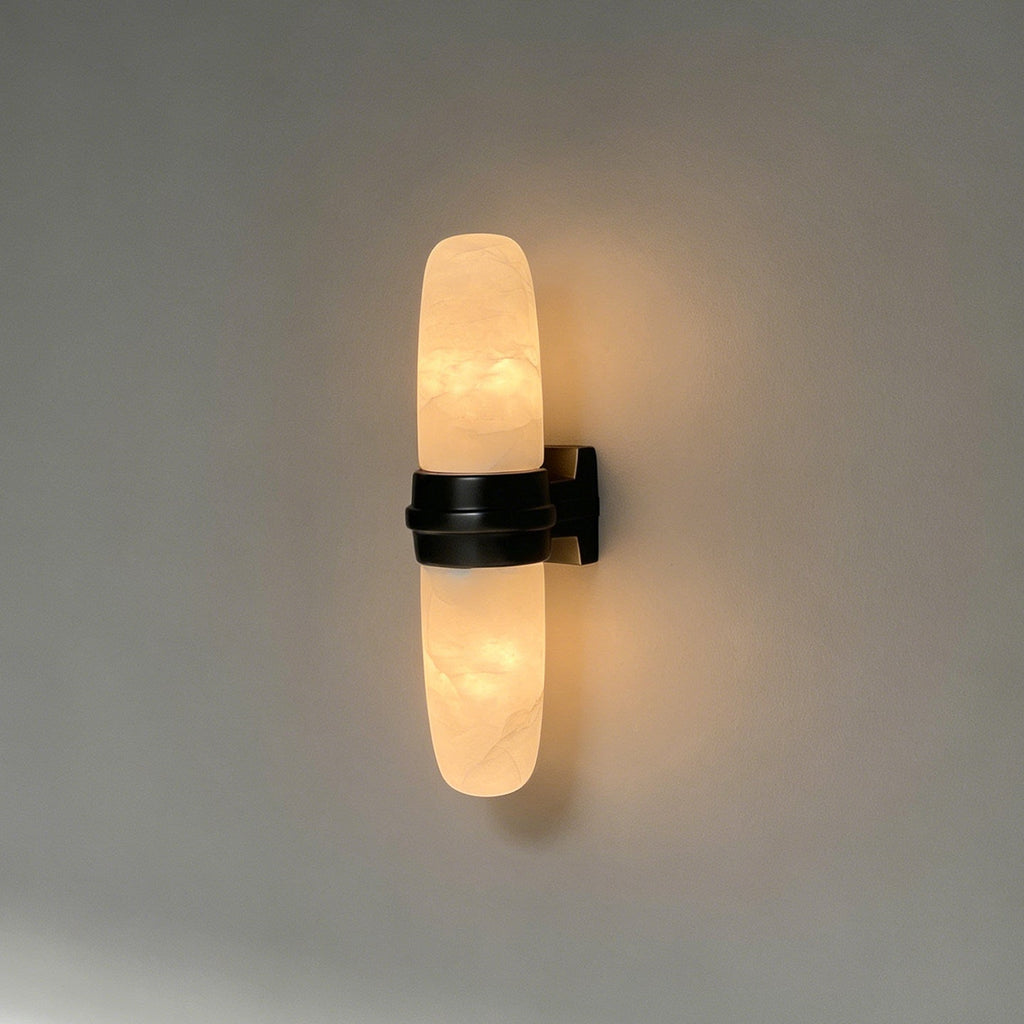Slim Alabaster Vertical Tube Wall Sconce by Bling Lighting Studio