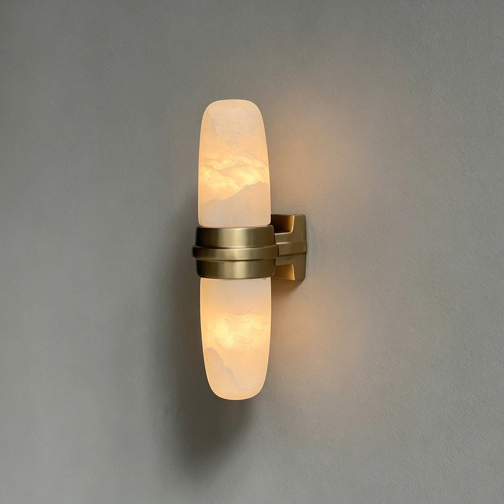 Slim Alabaster Vertical Tube Wall Sconce by Bling Lighting Studio