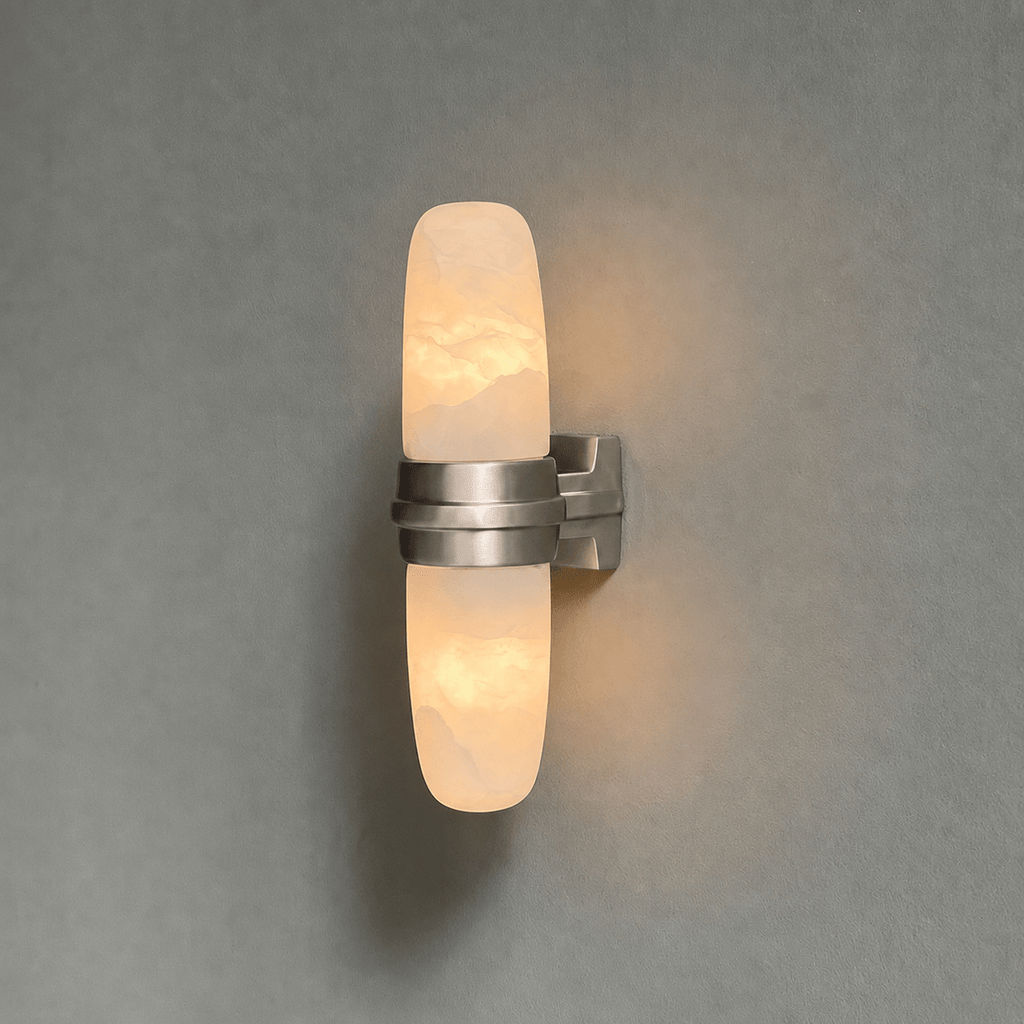 Slim Alabaster Vertical Tube Wall Sconce by Bling Lighting Studio