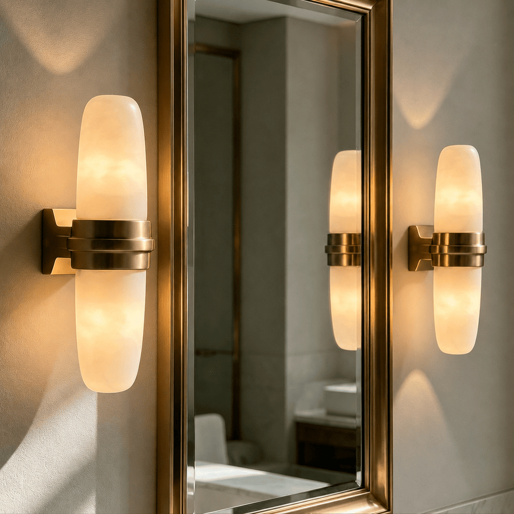 Slim Alabaster Vertical Tube Wall Sconce by Bling Lighting Studio