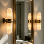 Slim Alabaster Vertical Tube Wall Sconce by Bling Lighting Studio