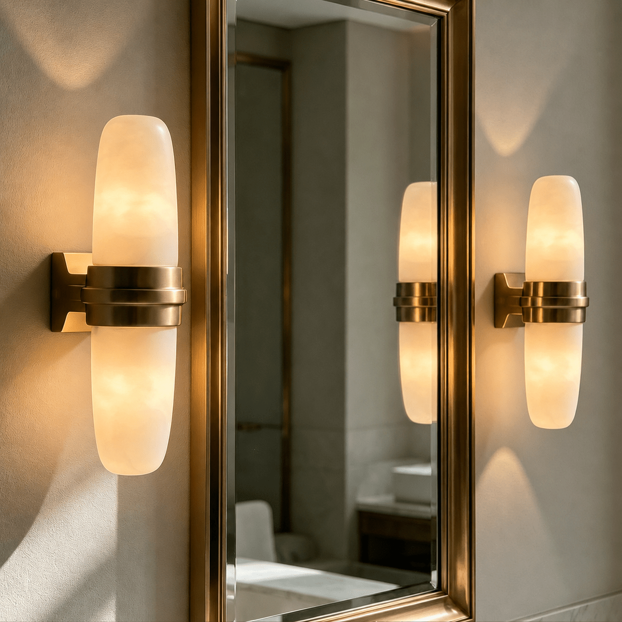 Slim Alabaster Vertical Tube Wall Sconce by Bling Lighting Studio