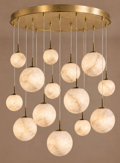 Casen Round Chandelier 50'' Customize Alabaster Balls