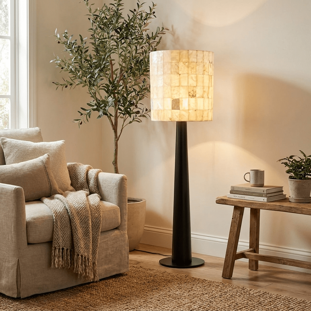 Solavera Alabaster Mosaic Floor Lamp by Bling Lighting Studio