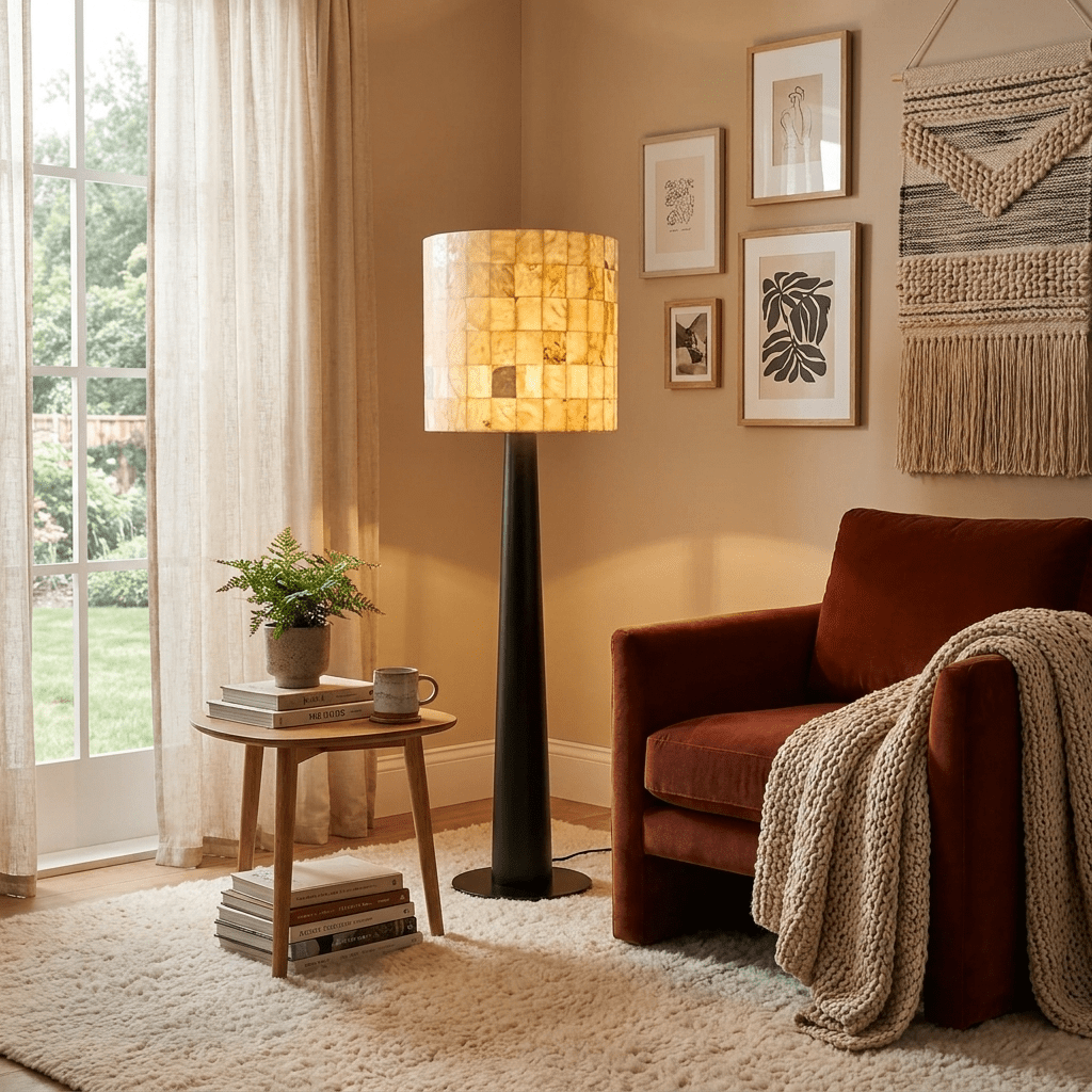 Solavera Alabaster Mosaic Floor Lamp by Bling Lighting Studio