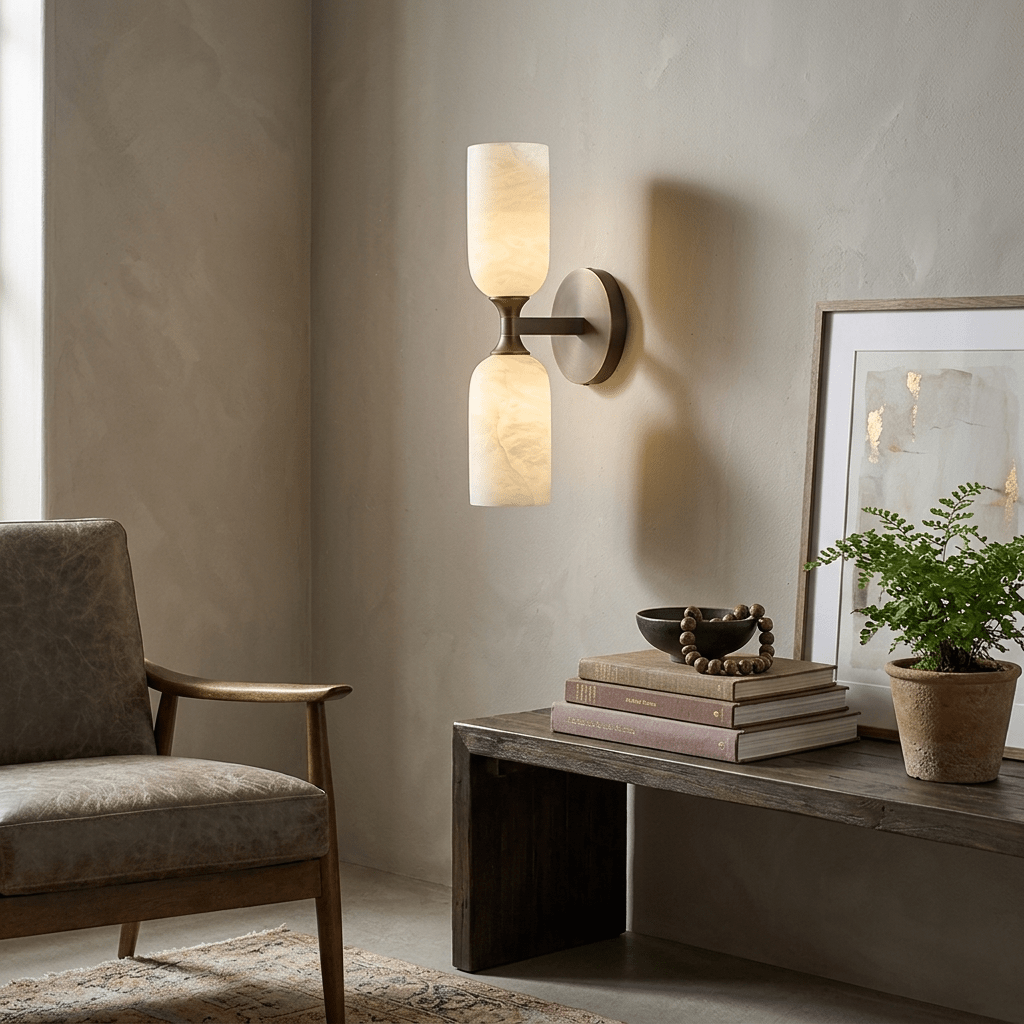 Solmira Twin Alabaster Wall Sconce by Bling Lighting Studio
