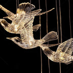 Bird Spiral Long Led Chandelier for Staircase and Foyer for high ceiling staircase and foyer lighting