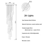 Spiral Raindrop Staircase Ceiling Lighting for high ceiling staircase and foyer lighting