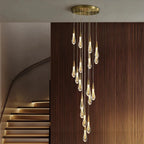 Spiral Raindrop Staircase Ceiling Lighting for high ceiling staircase and foyer lighting