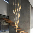 Spiral Raindrop Staircase Ceiling Lighting for high ceiling staircase and foyer lighting