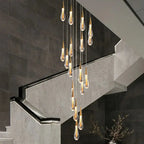 Spiral Raindrop Staircase Ceiling Lighting for high ceiling staircase and foyer lighting