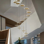 Spiral Round Scandinavian Chandelier for Staircase for high ceiling staircase and foyer lighting