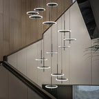 Spiral Round Scandinavian Chandelier for Staircase for high ceiling staircase and foyer lighting