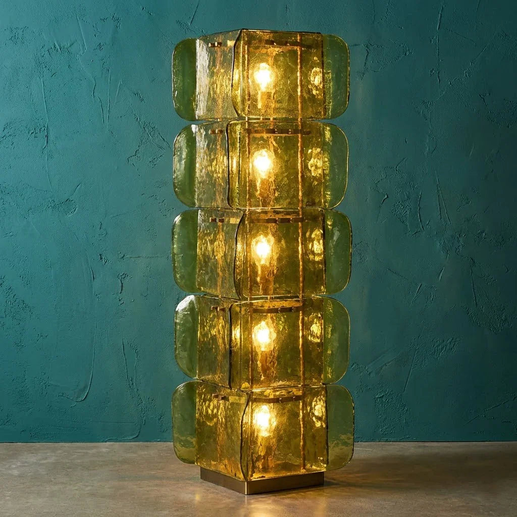 Stacked Glass Floor Lamp by Bling Lighting Studio
