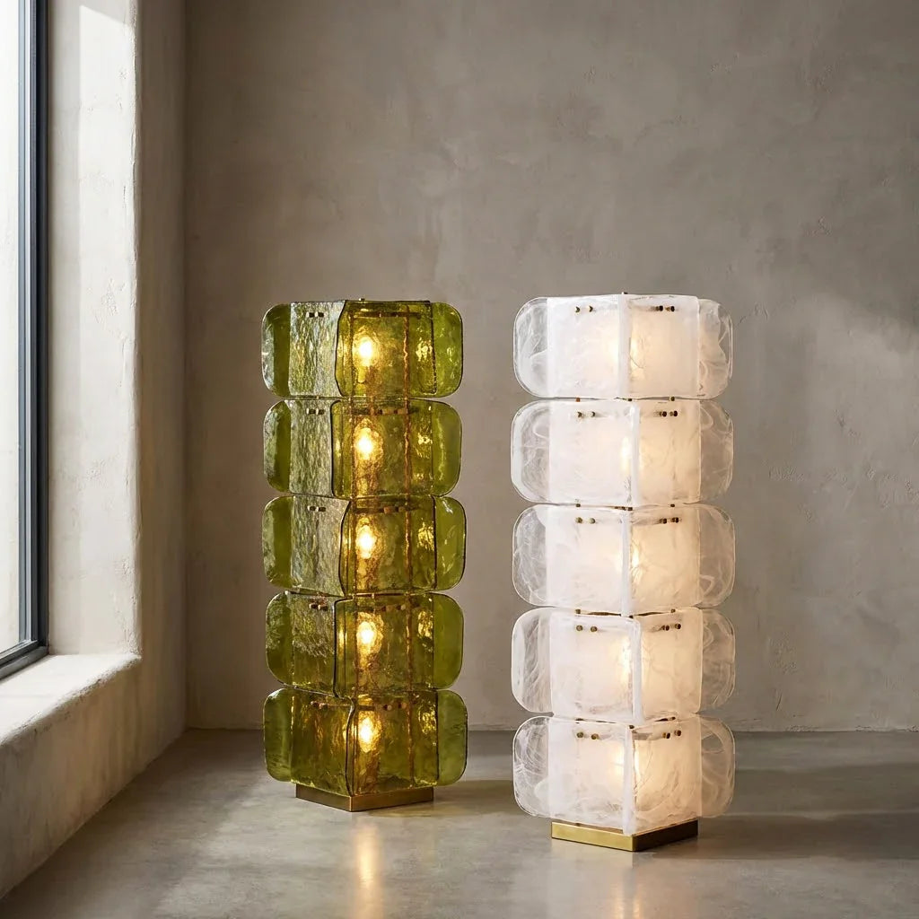 Stacked Glass Floor Lamp by Bling Lighting Studio