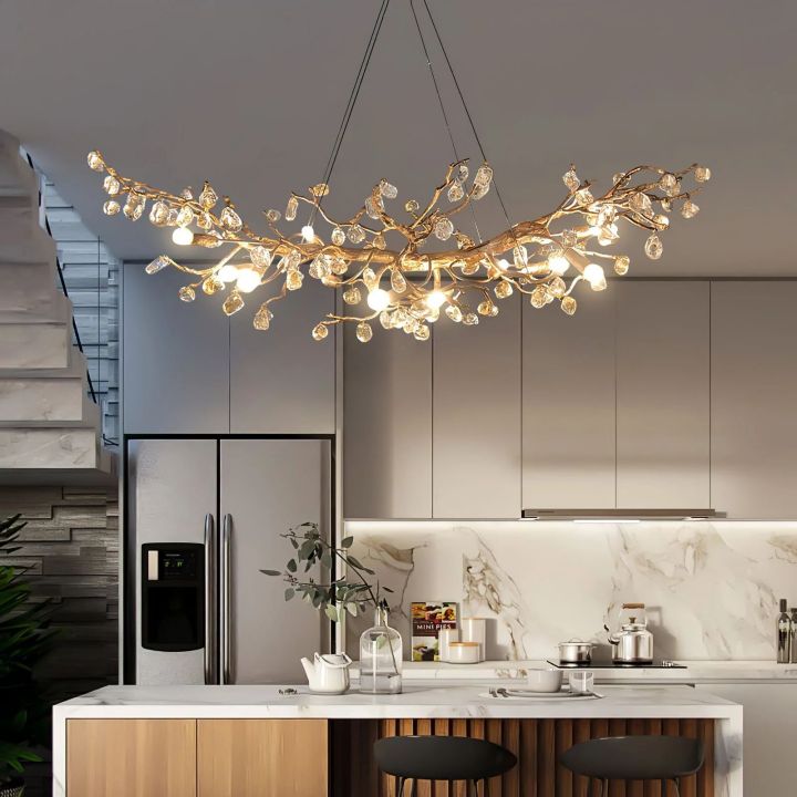 Branch Stone Crystal Dining Room Chandelier by Bling Lighting Studio