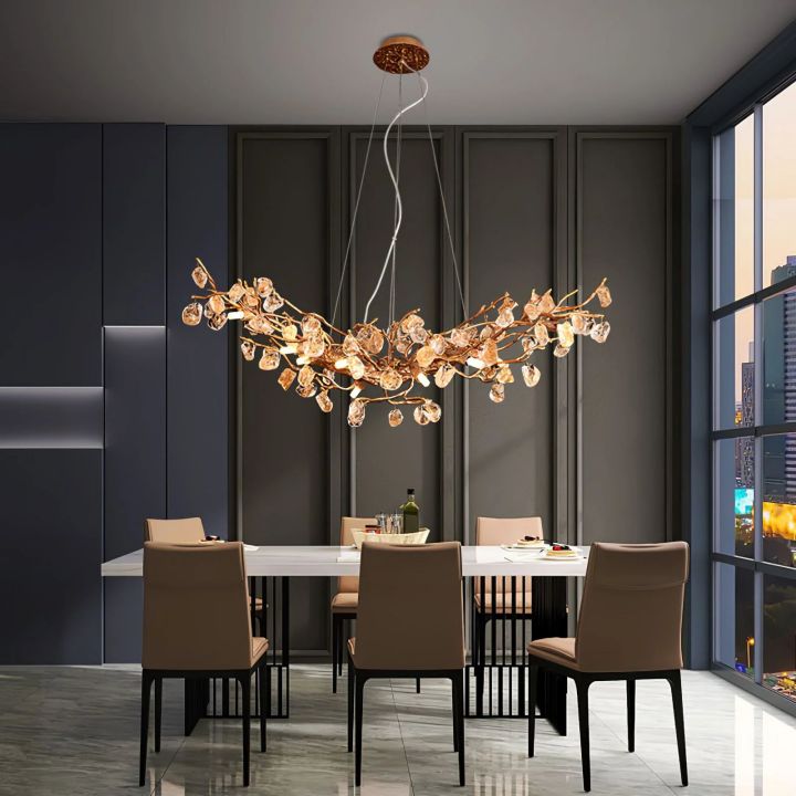 Branch Stone Crystal Dining Room Chandelier by Bling Lighting Studio