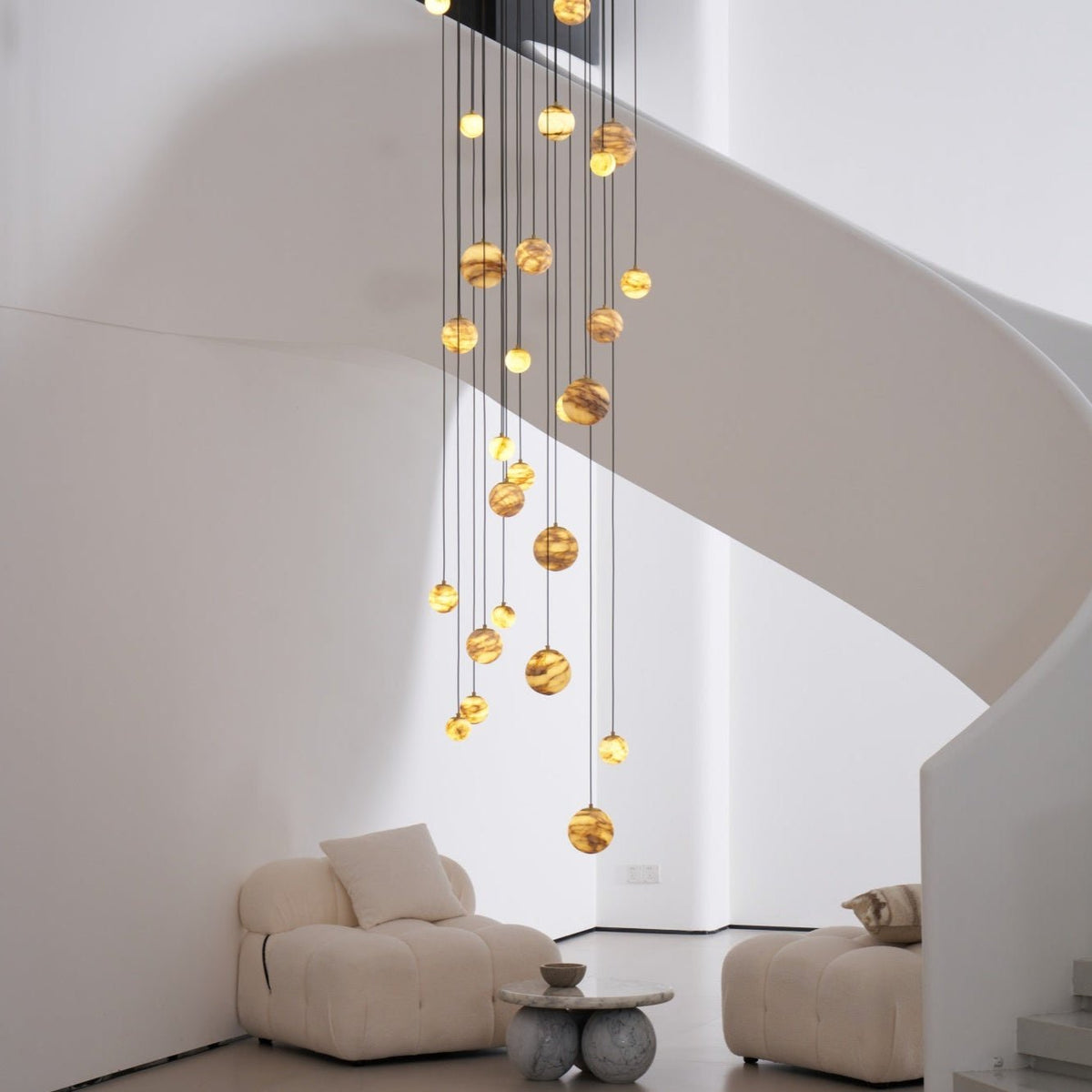 Sultana Alabaster Cluster Chandelier chandelier in a tall interior