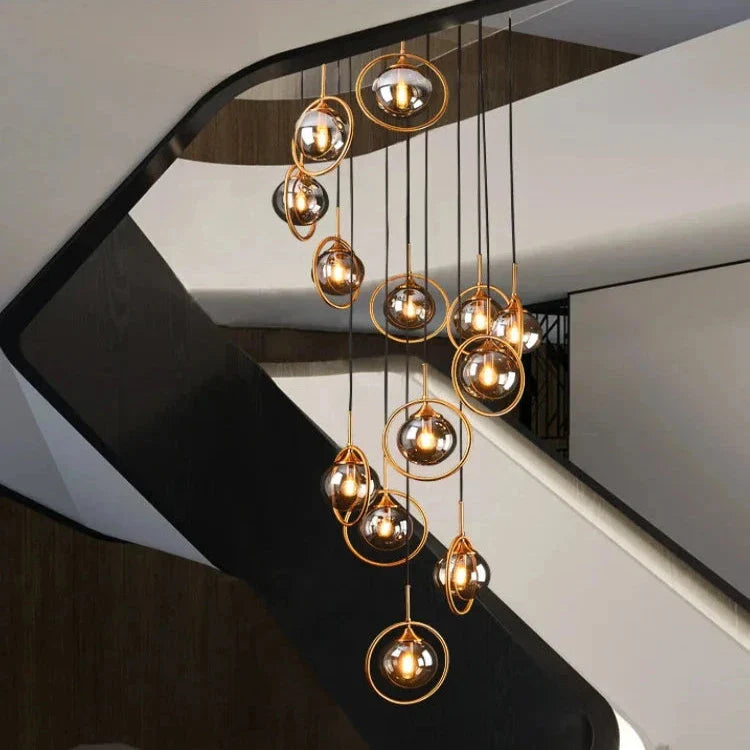Tenza Modern Staircase Chandelier for high ceiling staircase and foyer lighting
