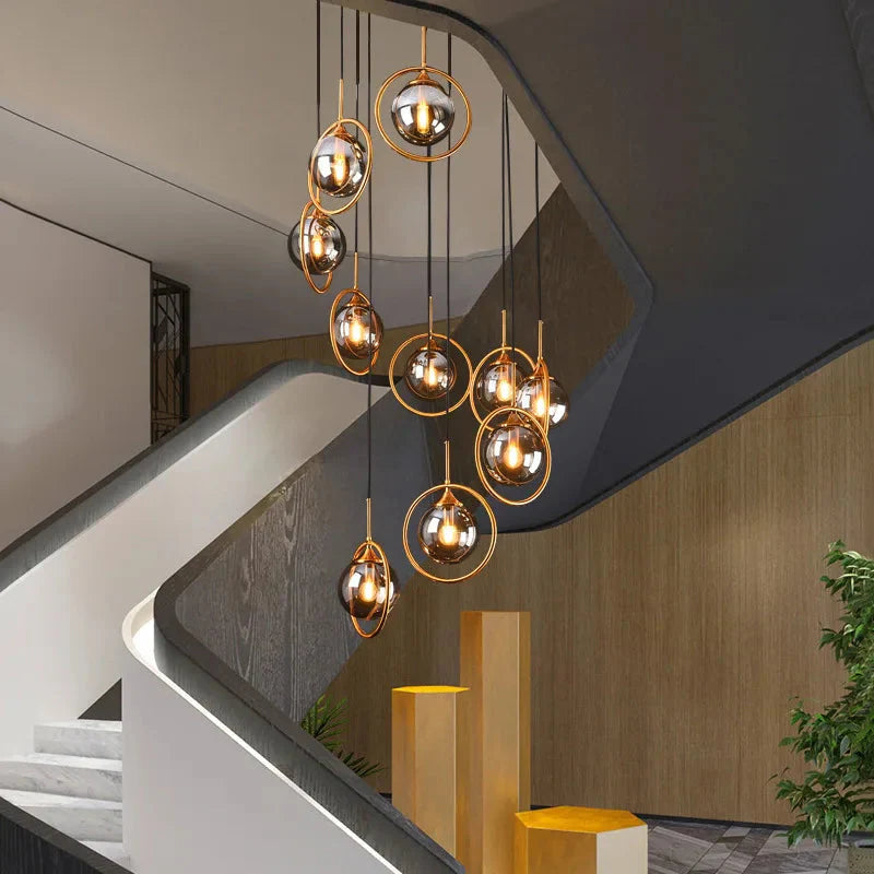Tenza Modern Staircase Chandelier for high ceiling staircase and foyer lighting