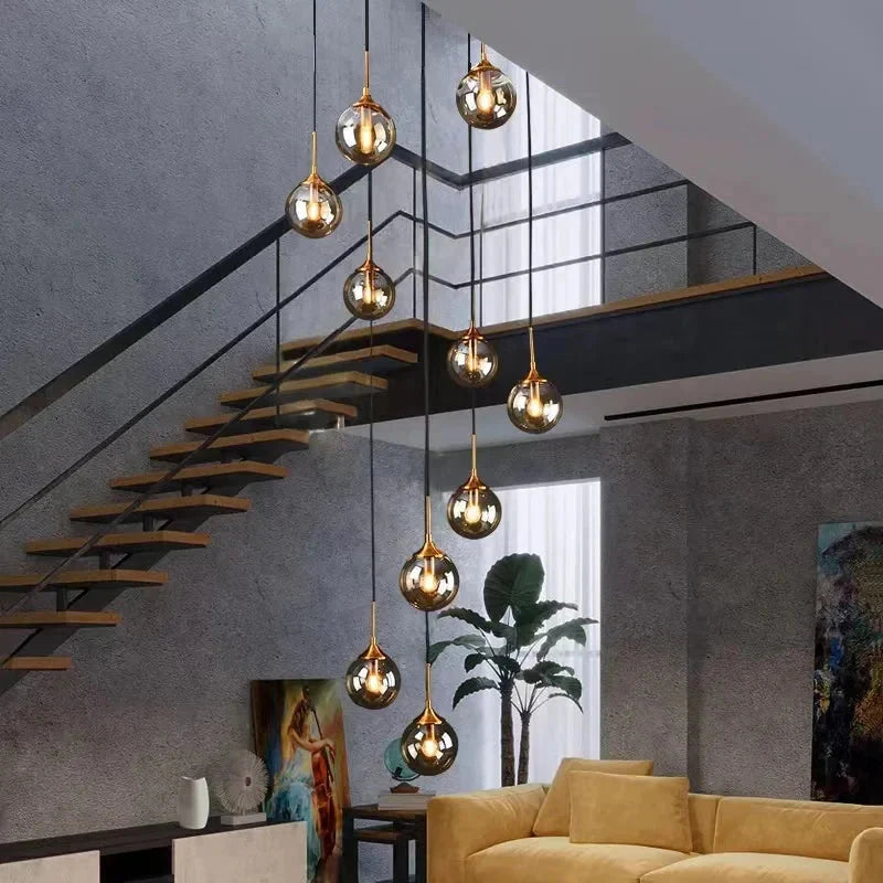 Tenza Modern Staircase Chandelier for high ceiling staircase and foyer lighting