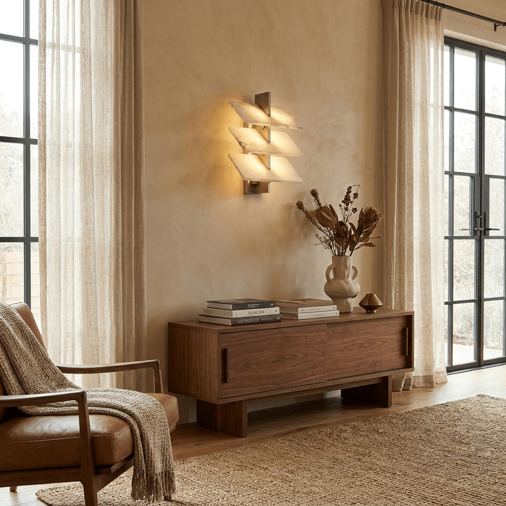 Tiered Alabaster Wall Sconce by Bling Lighting Studio
