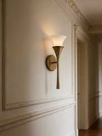 Antique Brass Double Cone Glass Wall Sconce by Bling Lighting Studio