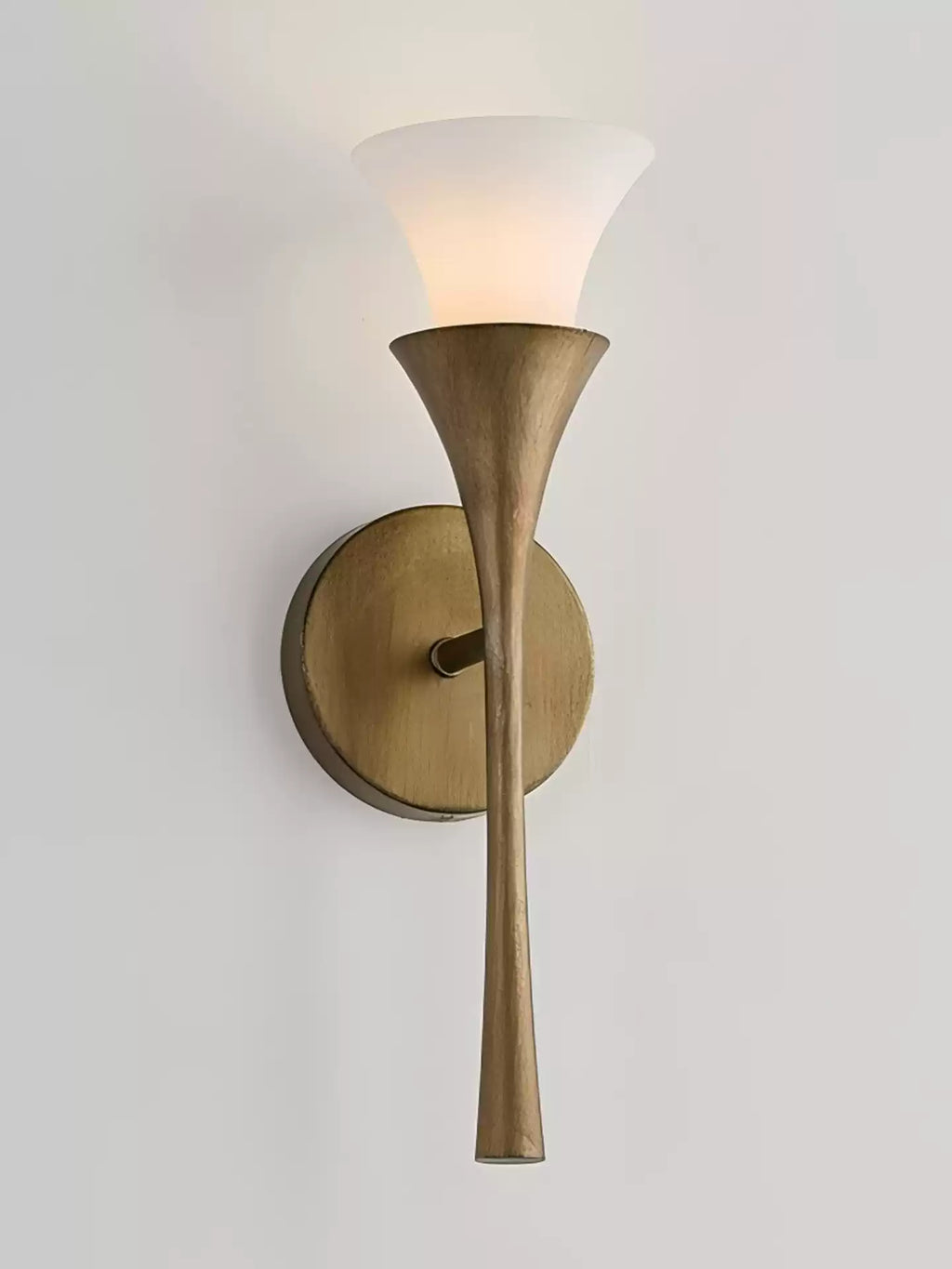 Antique Brass Double Cone Glass Wall Sconce by Bling Lighting Studio