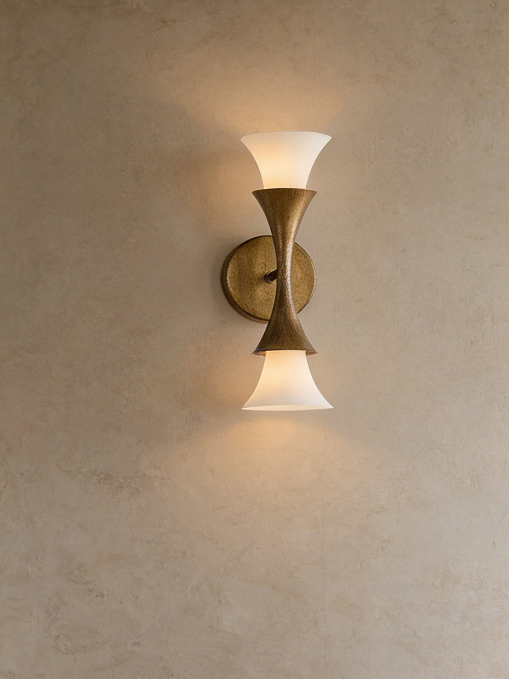 Antique Brass Double Cone Glass Wall Sconce by Bling Lighting Studio