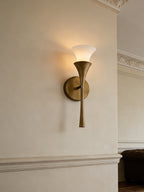 Antique Brass Double Cone Glass Wall Sconce by Bling Lighting Studio