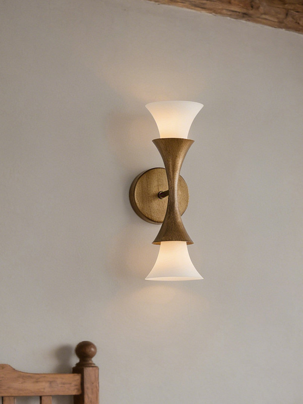 Antique Brass Double Cone Glass Wall Sconce by Bling Lighting Studio