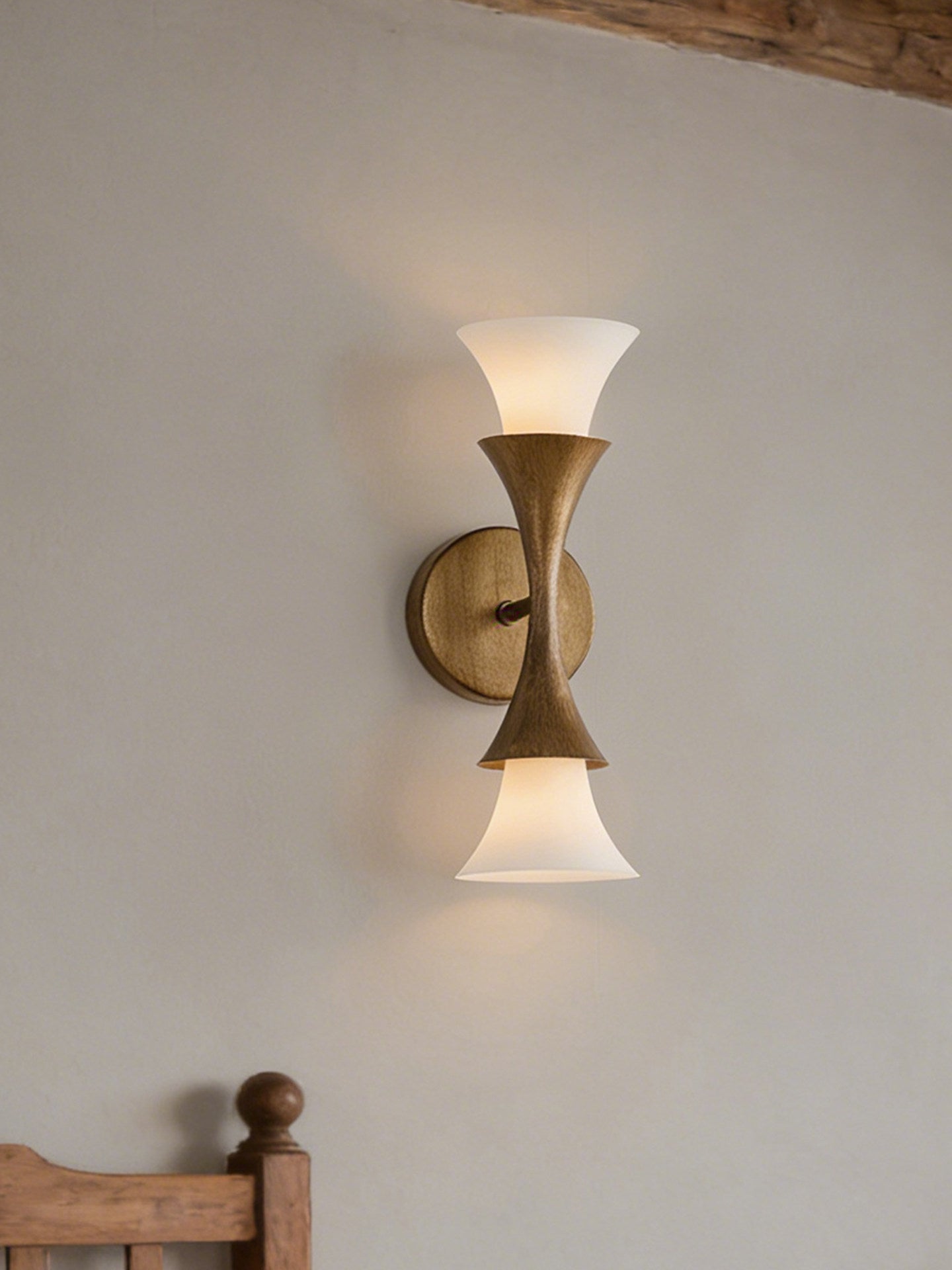 Antique Brass Double Cone Glass Wall Sconce by Bling Lighting Studio