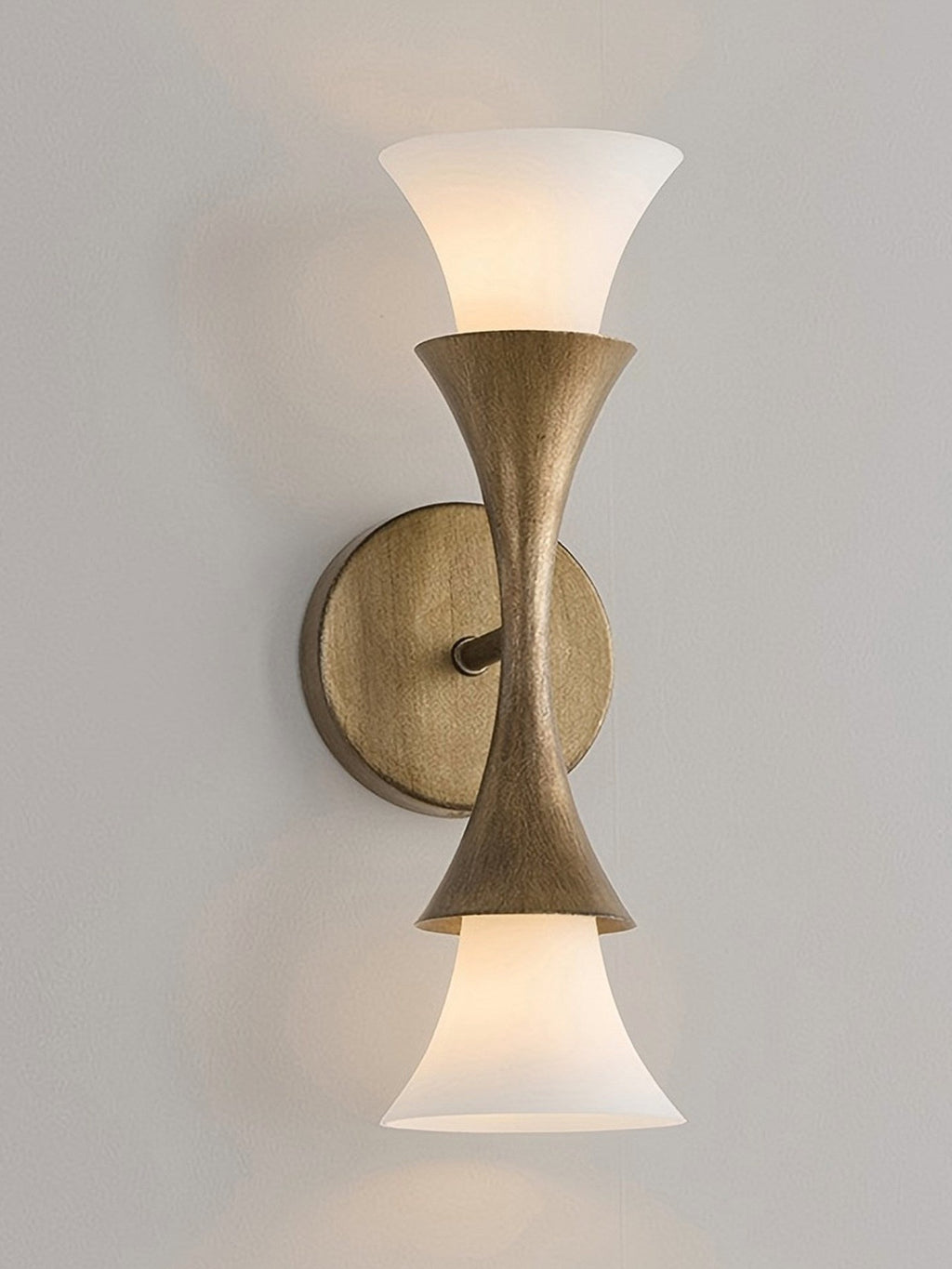 Antique Brass Double Cone Glass Wall Sconce by Bling Lighting Studio