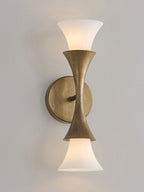 Antique Brass Double Cone Glass Wall Sconce by Bling Lighting Studio