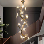 Trevi Brass Tree Branch Staircase Chandelier for high ceiling staircase and foyer lighting