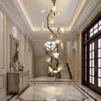Trevi Brass Tree Branch Staircase Chandelier for high ceiling staircase and foyer lighting