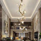 Trevi Brass Tree Branch Staircase Chandelier for high ceiling staircase and foyer lighting