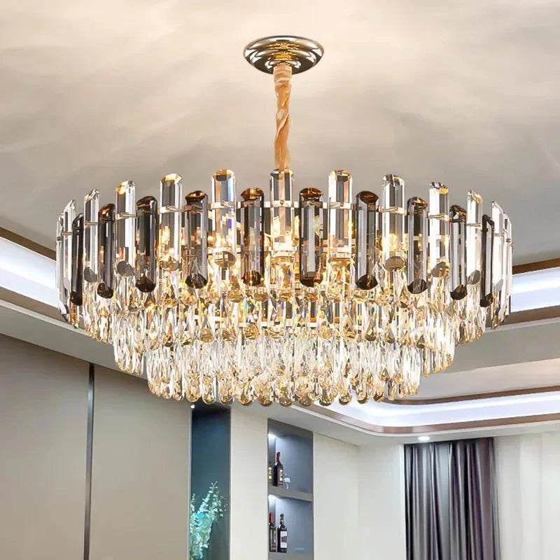 Tuna Luxury Modern Crystal Round Chandelier - Bling Lighting Studio