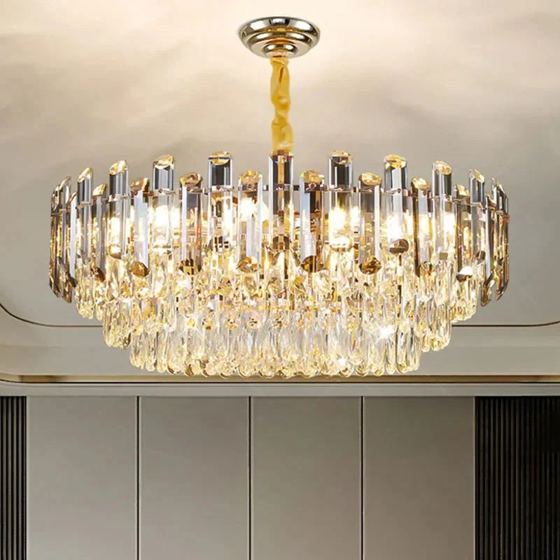 Tuna Luxury Modern Crystal Round Chandelier - Bling Lighting Studio