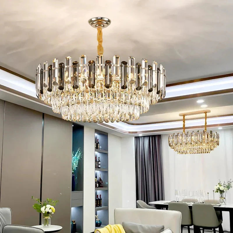Tuna Luxury Modern Crystal Round Chandelier - Bling Lighting Studio